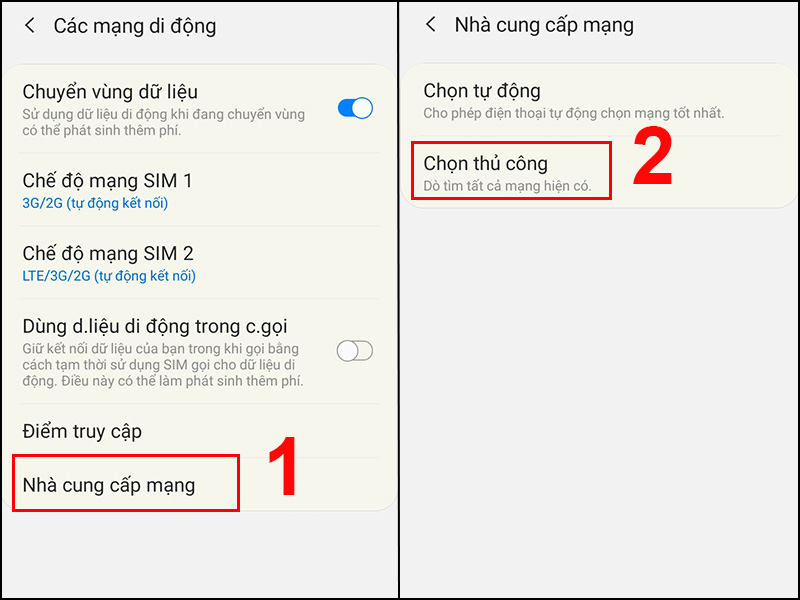 Nhấn vào Chọn thủ công